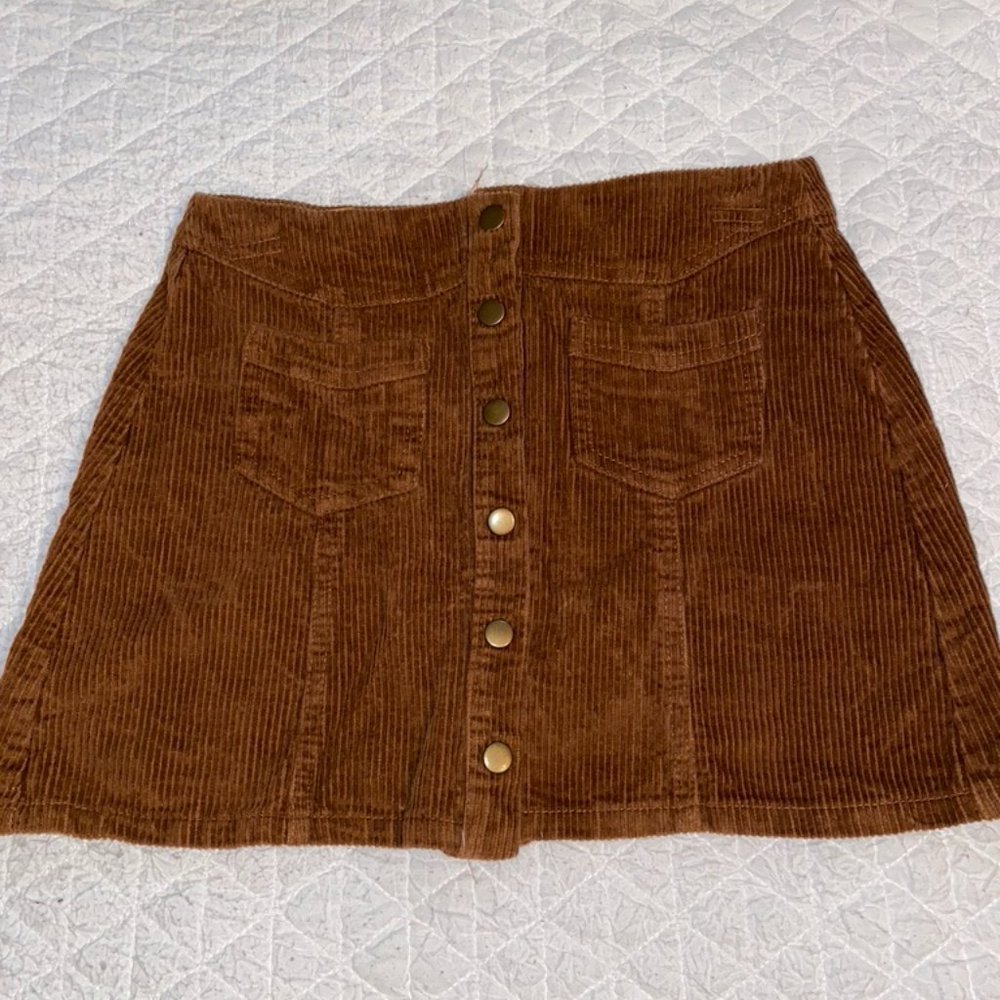 Button down corduroy skirt